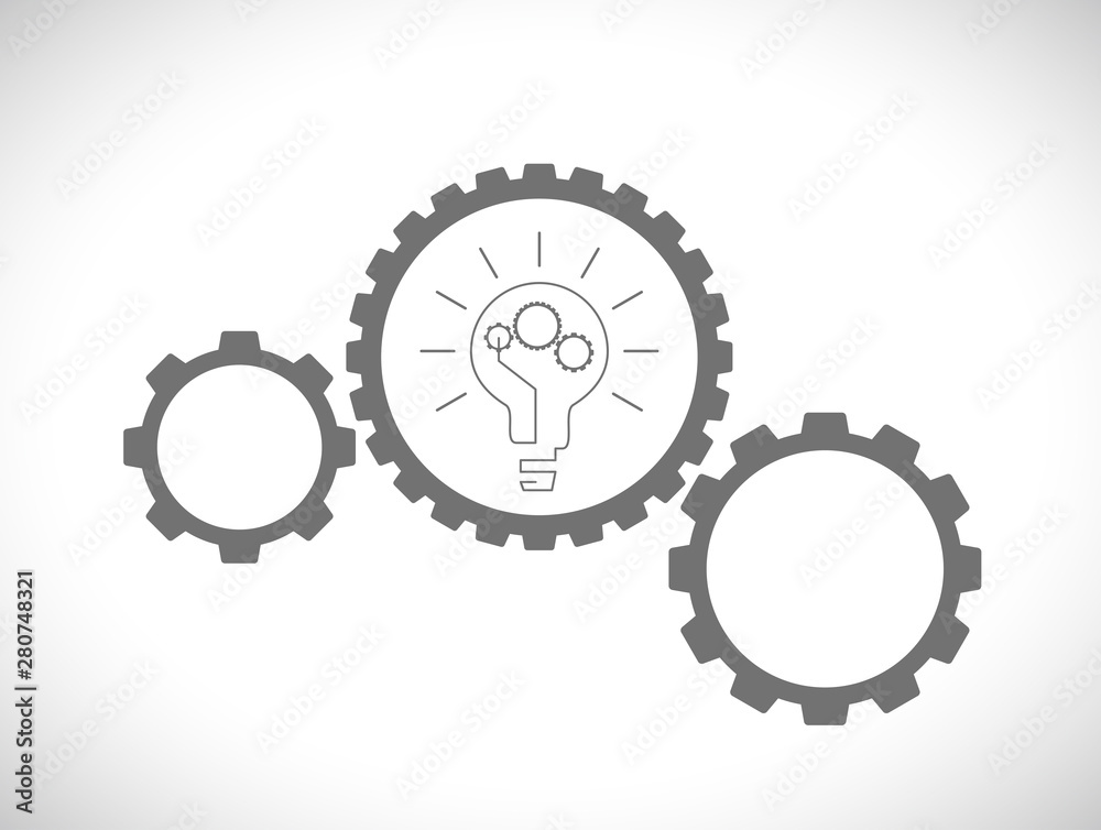 gears with lightbulb gears with lightbulb