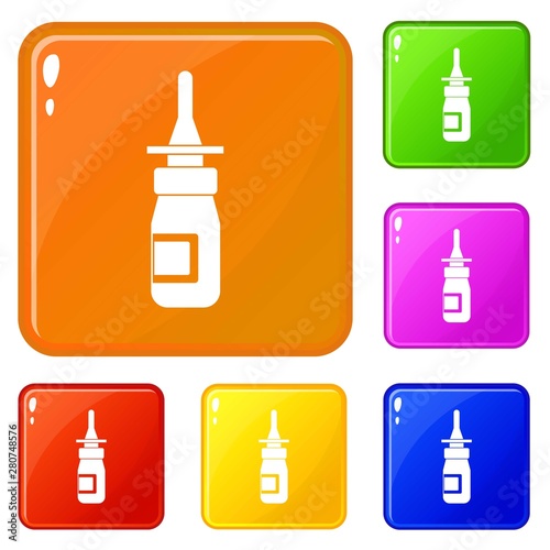 Nasal drops icons set collection vector 6 color isolated on white background