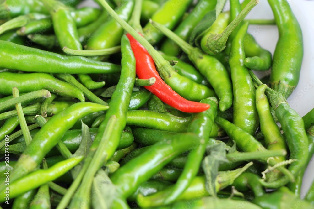Fresh chilli for cooking at street food Fresh chilli for cooking at street food