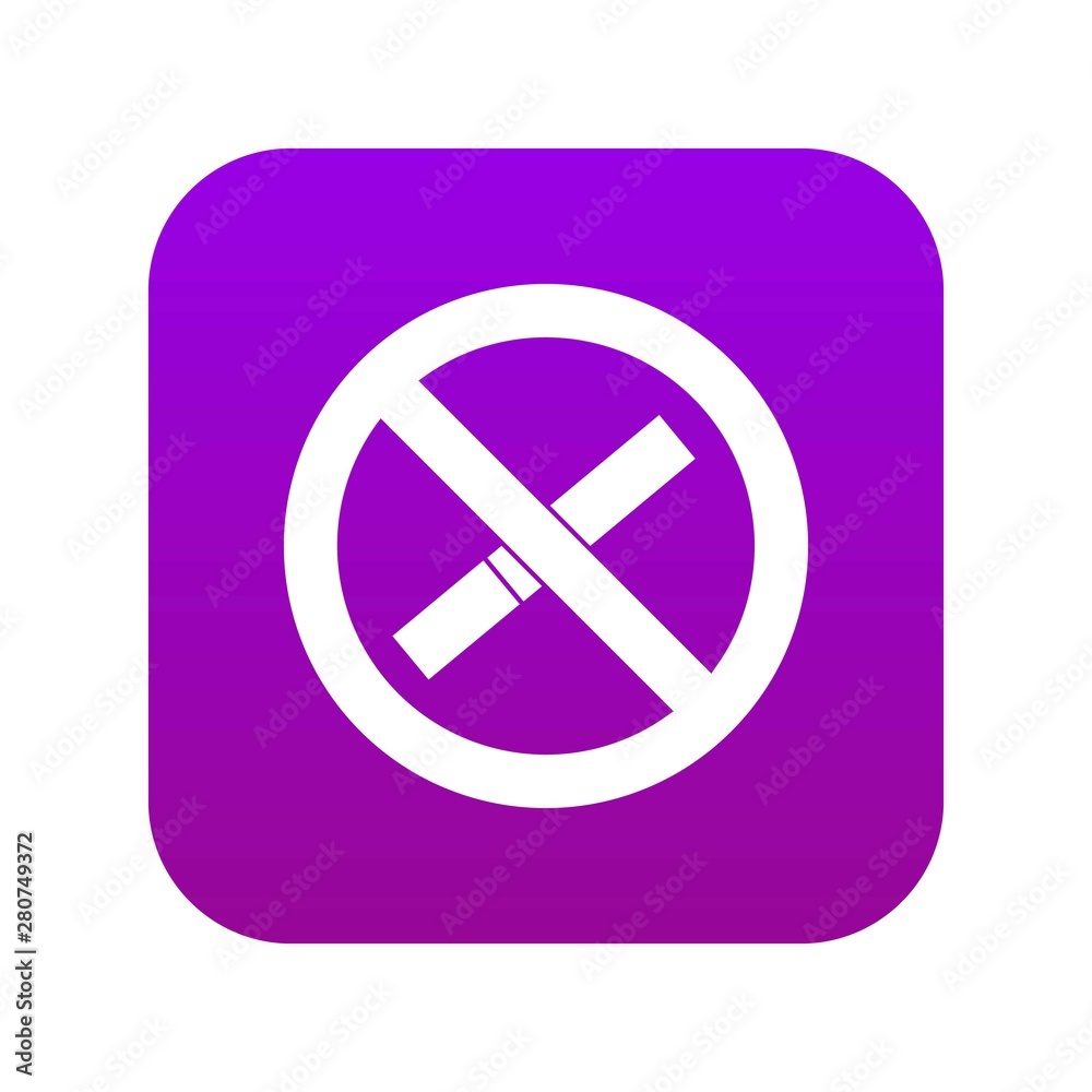 Sign prohibiting smoking icon digital purple for any design isolated on white vector illustration Sign prohibiting smoking icon digital purple for any design isolated on white vector illustration
