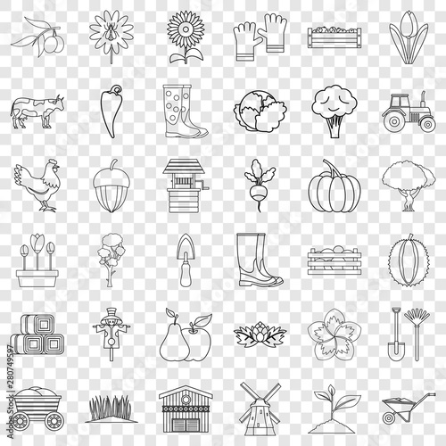 Worker icons set. Outline style of 36 worker vector icons for web for any design