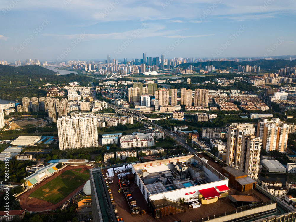 Fototapeta premium Aerial skyline of Nanning in Guangxi province of China
