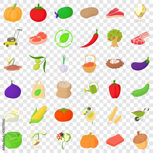 Fototapeta Naklejka Na Ścianę i Meble -  Garlic icons set. Cartoon style of 36 garlic vector icons for web for any design