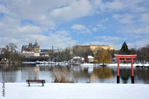 Le Plan d'eau de Metz sous la neige 
