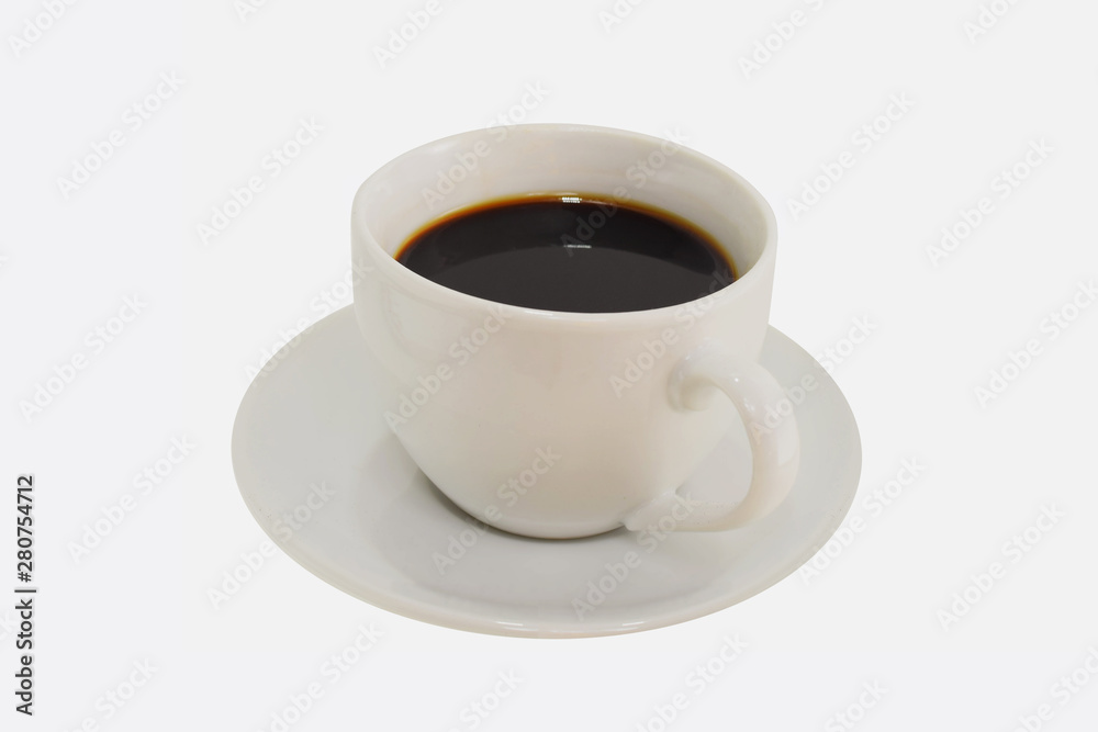 Black Coffee with saucer isolated on white background