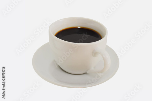 Black Coffee with saucer isolated on white background