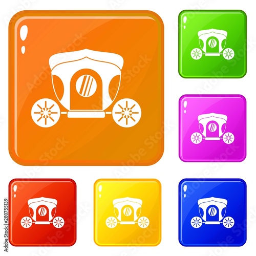 Brougham icons set collection vector 6 color isolated on white background