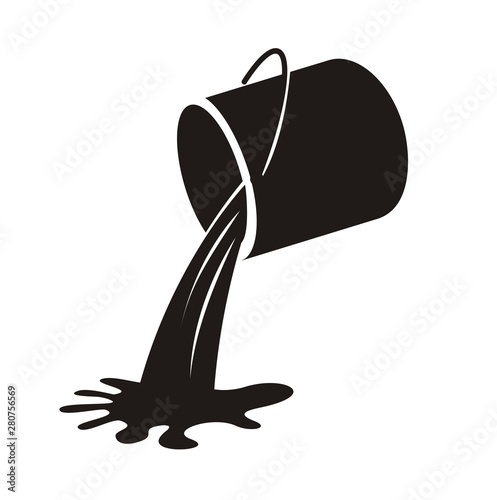 pouring paint from bucket icon vector silhouette