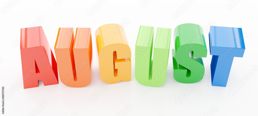 August - calendar month colored letters August - calendar month colored letters