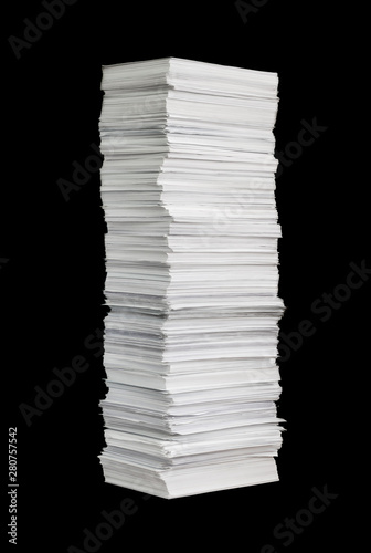 paper stack on the black background