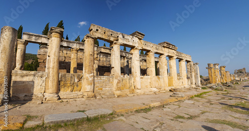 Turkey: the Latrine on Frontinus Street, main street to the Roman city of Hierapolis (Holy City), ancient city located on hot springs in classical Phrygia whose ruins are near Pamukkale photo