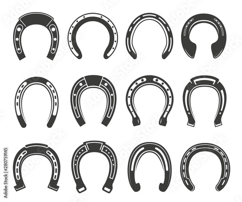Foto Horseshoe icon set, luck and fortune symbol
