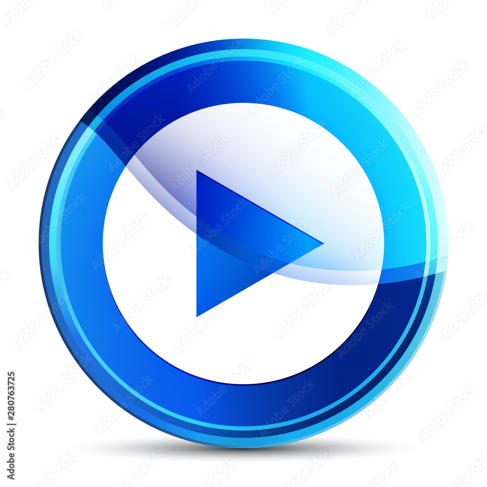 Play icon glassy vibrant sky blue round button illustration Play icon glassy vibrant sky blue round button illustration