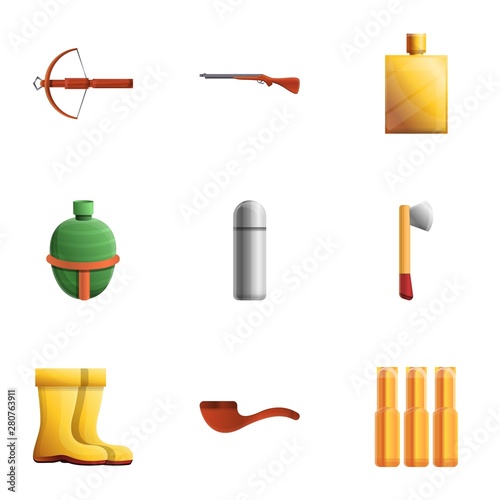 Hunter icon set. Cartoon set of 9 hunter vector icons for web design isolated on white background