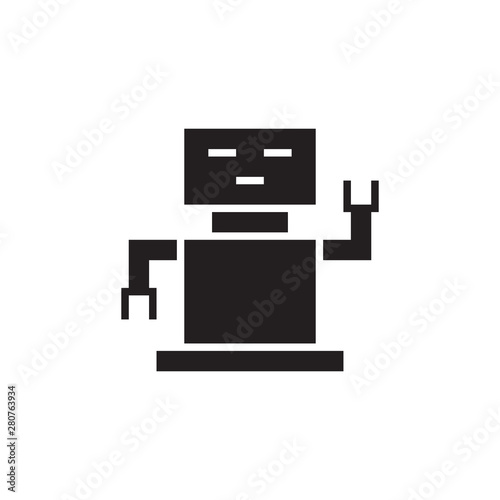 flat glyph robot machine, clip art, cyborg icon symbol sign, logo template, vector, eps 10