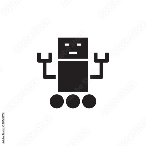 flat glyph robot machine, clip art, cyborg icon symbol sign, logo template, vector, eps 10