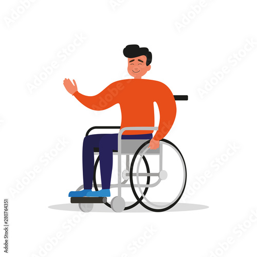Wheelchair guy isolated. Man with disability