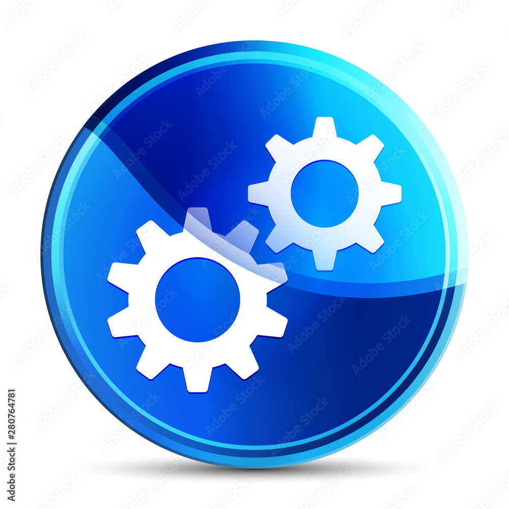 Settings process icon glassy vibrant sky blue round button illustration Settings process icon glassy vibrant sky blue round button illustration
