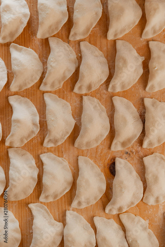 Traditional Ukrainian dish vareniki or Italian ravioli.