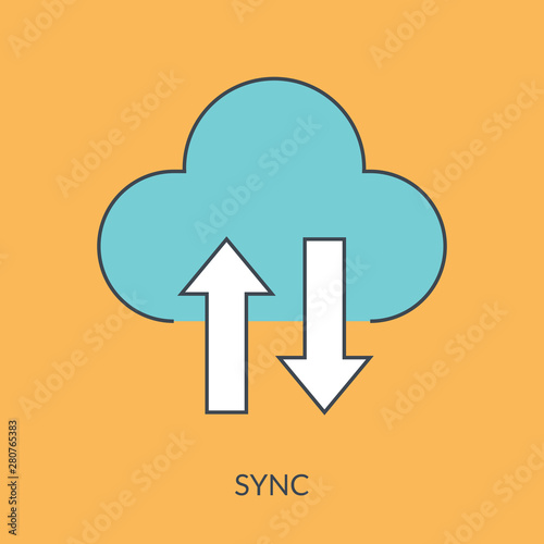 direction arrows for transfer, sync, migration data. traffic bridge or exchange conept.