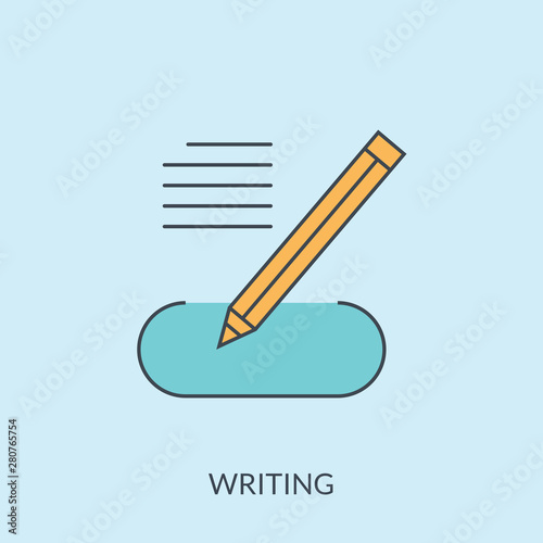 copywriter icon, linear sign isolated on white background - editable vector illustration