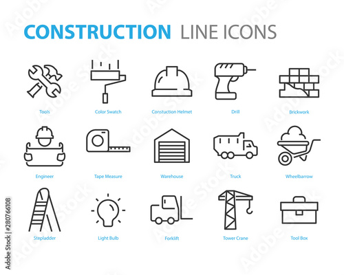 set of constuction icons, engineer, builder