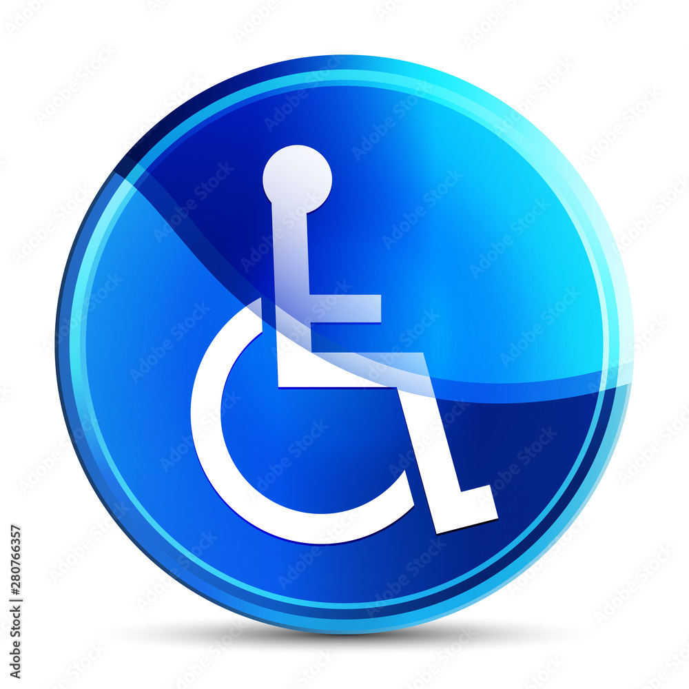 Wheelchair handicap icon glassy vibrant sky blue round button illustration Wheelchair handicap icon glassy vibrant sky blue round button illustration