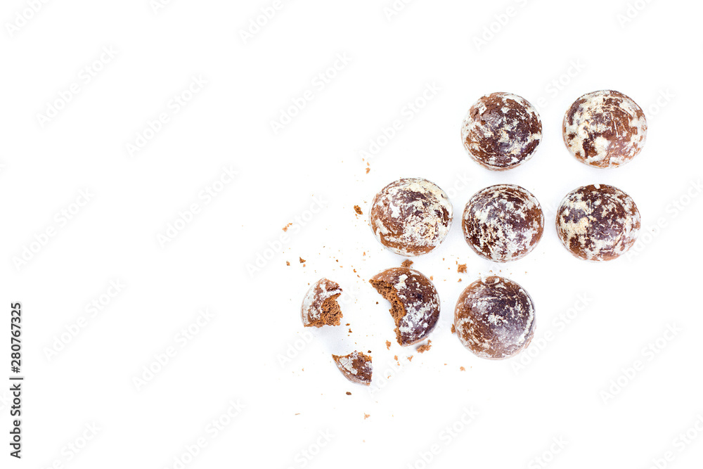 Chocolate cookies, homemade pastry, gingerbread, sugar dessert. A lot of cookies on isolated white background Chocolate cookies, homemade pastry, gingerbread, sugar dessert. A lot of cookies on isolated white background