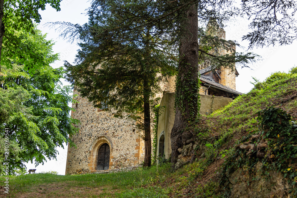 View of the Calvary Chapel, Castillon en Couserans, Ariege, Occitanie, France