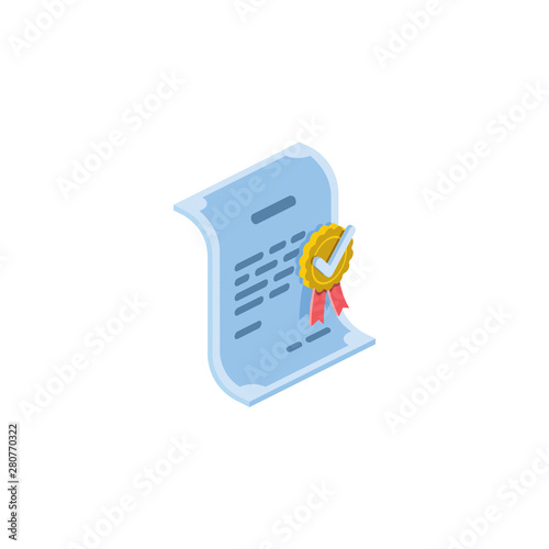 Certificate star. Vector 3d isometric, color web icons set, new flat style. Creative illustration, idea for infographics.