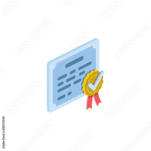 Certificate star. Vector 3d isometric, color web icons set, new flat style. Creative illustration, idea for infographics.