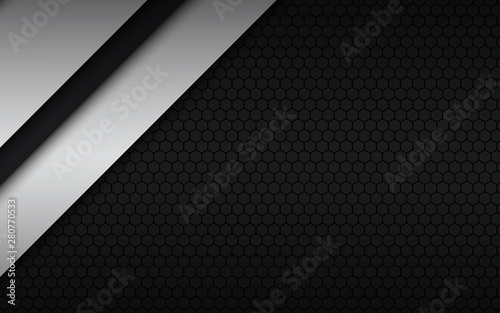 Black and white modern material design with a hexagonal pattern, corporate template for your business, vector abstract widescreen background