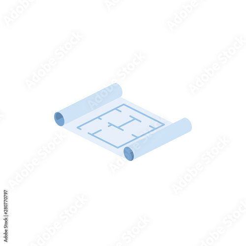 Drawing scroll vector 3d isometric  color web icons set  new flat style. Creative illustration  idea for infographics.