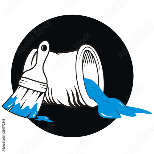 paint bucket in blue color icon vector