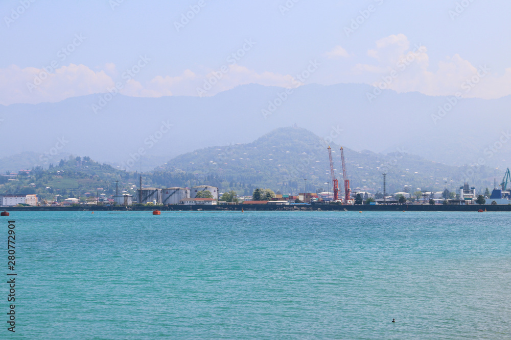 Cargo port on Black Sea in Batumi, Georgia