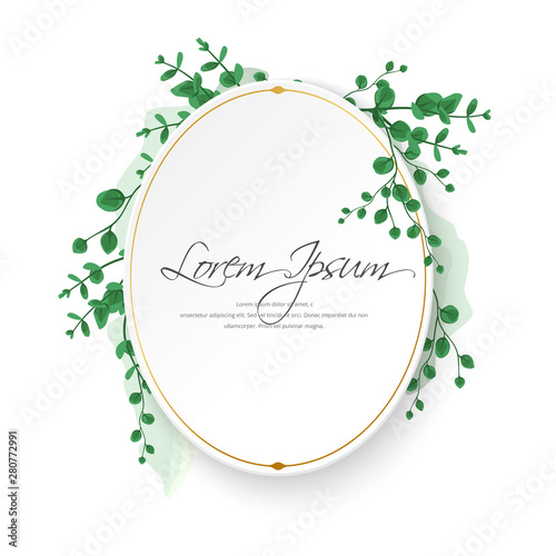 Wallpaper Mural Watercolor wreath foliage frame, leaf, leaves, border, wreath, cover template layout vector Torontodigital.ca