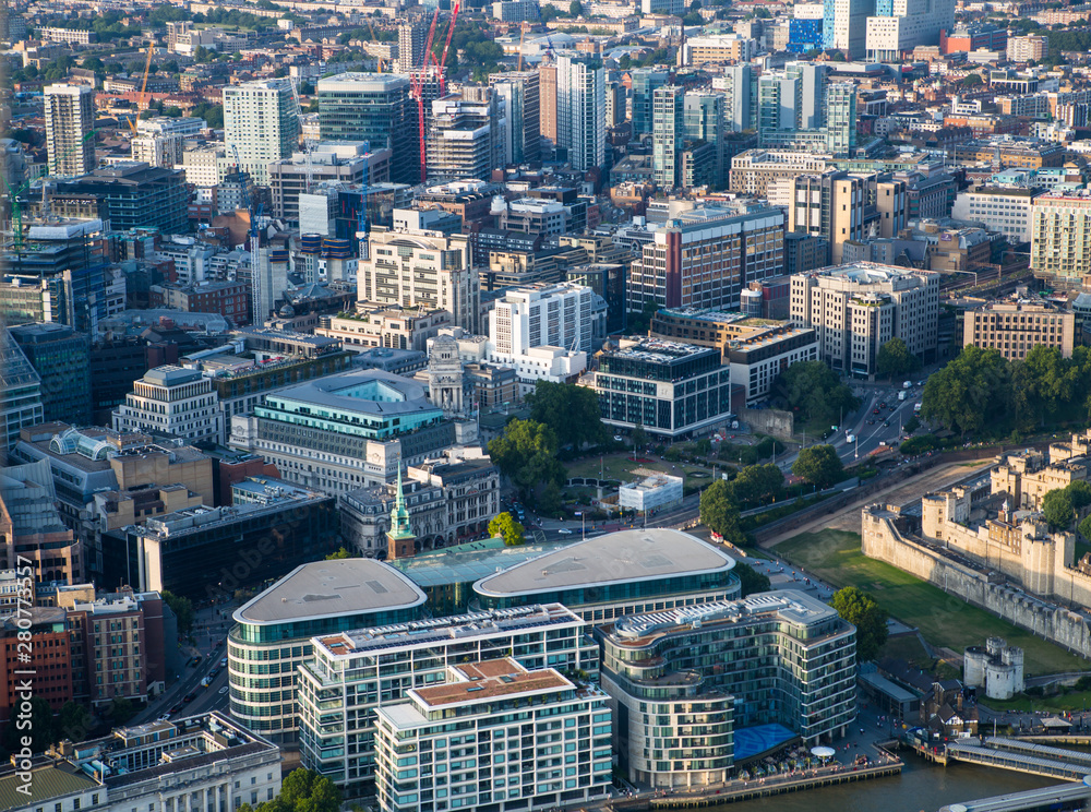 Fototapeta premium London, UK. Office buildings City of London and river Thames 