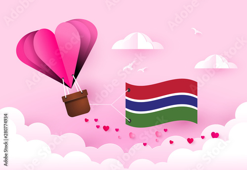 Heart air balloon with Flag of Gambia for independence day or something similar