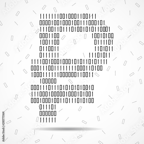 Abstract sign ruble of binary code, technology