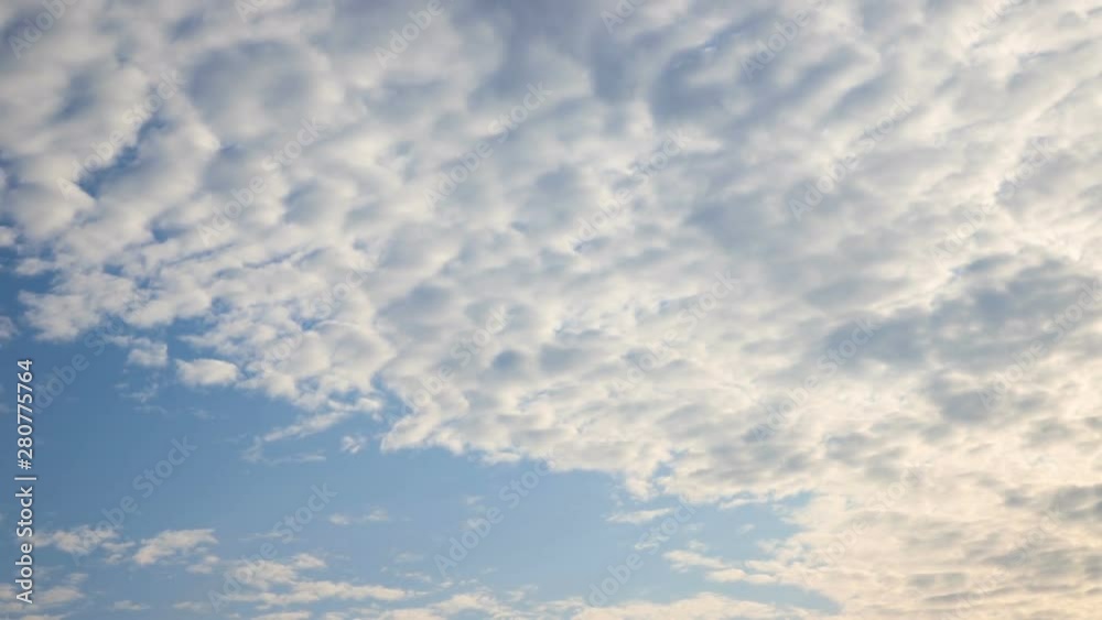 Light clouds are flying across the blue morning sky, long-range plan, timelapse Light clouds are flying across the blue morning sky, long-range plan, timelapse