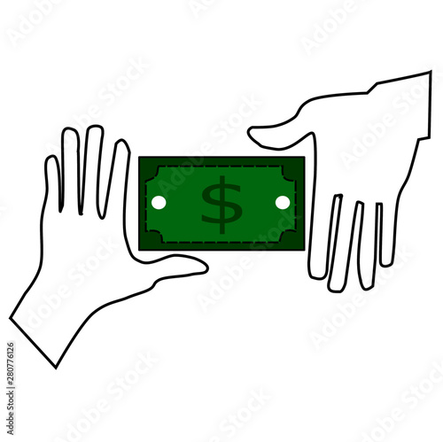 Dollar sigh with white hand drawer,Vector illustration