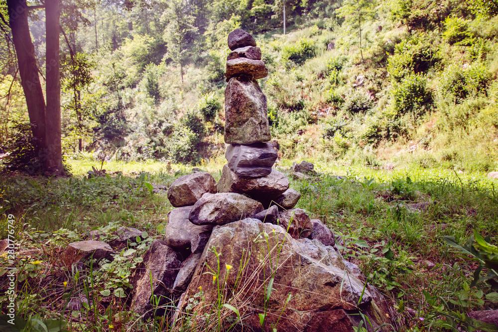 Rocks stones zen installation in summer nature in Bohemia Rocks stones zen installation in summer nature in Bohemia