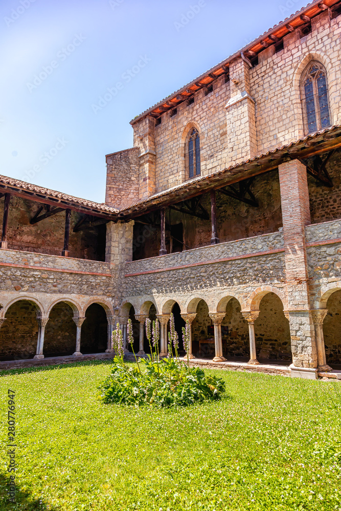 Cloister of the Saint Lizier Cathedral, Ariège department, Pyrenees, Occitanie, France