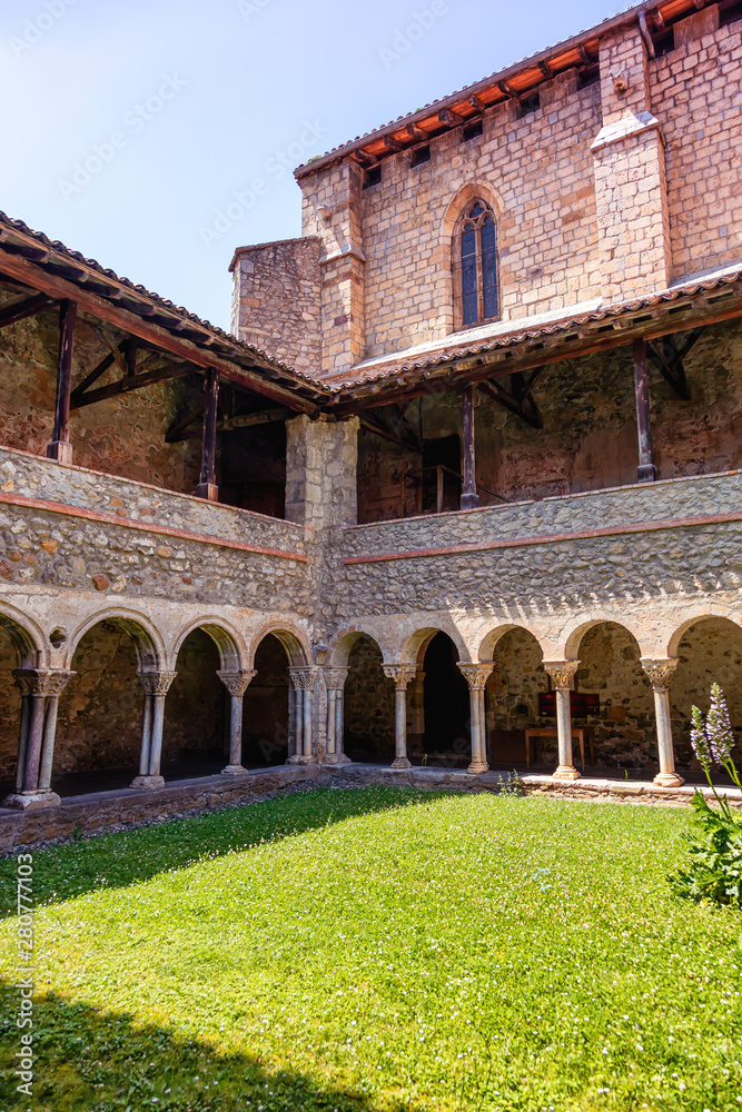 Obraz premium Cloister of the Saint Lizier Cathedral, Ariège department, Pyrenees, Occitanie, France