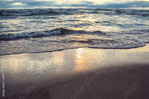 Sea and sky with clouds at sunset. Beach in the evening © Aleksej