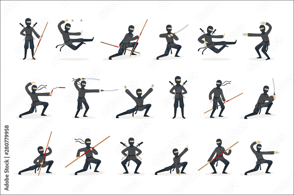 Japanese ninja assassin weapons 7167454 Vector Art at Vecteezy