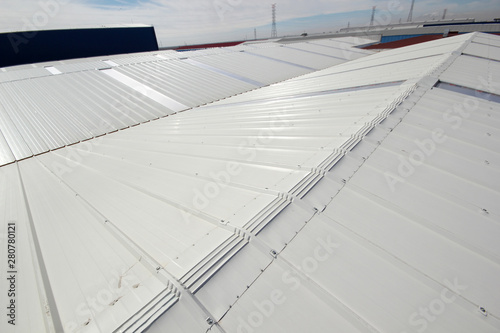 Metal roof of industrial warehouse