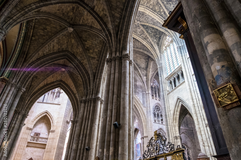 Interior view of Cathedrale Saint-Andre in Bordeaux, Aquitaine, France