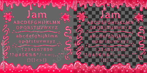 Letters from jelly and decorations from jam