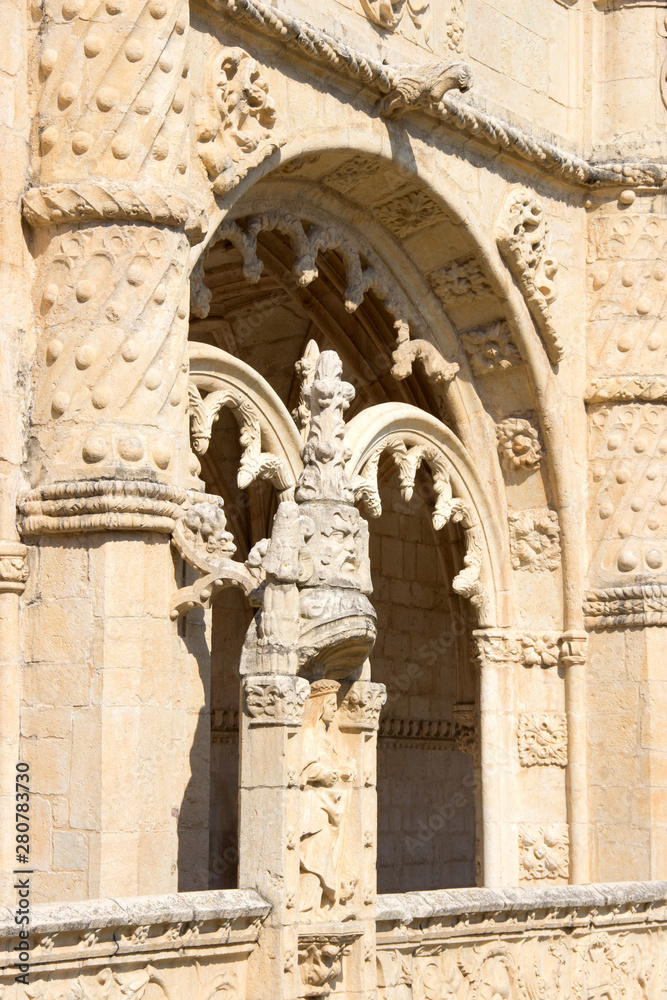 Elements of architecture. Jeronimos Monastery in Lisbon. Portugal.
